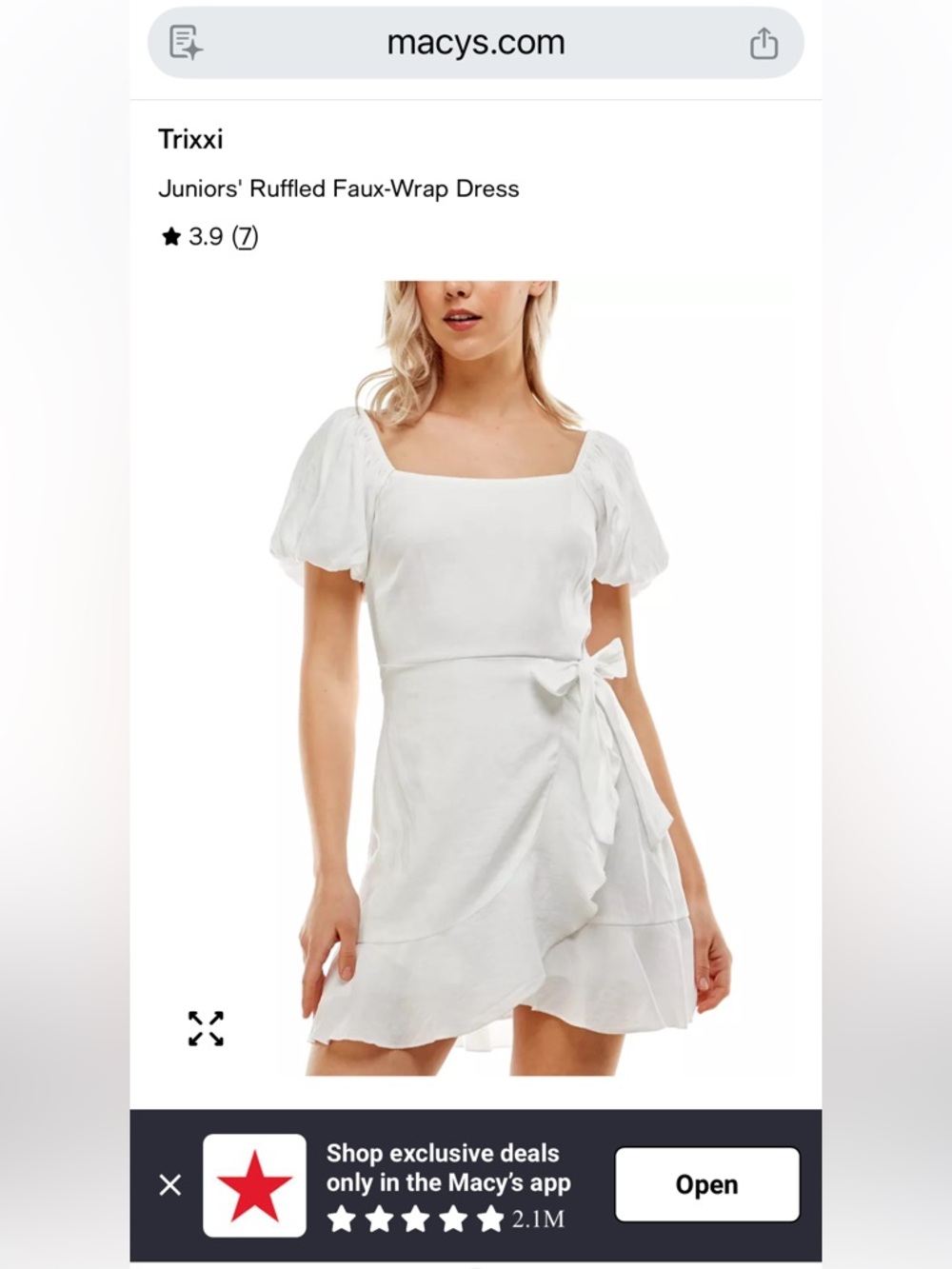 Trixxi Beige Puff Sleeve Mini Dress